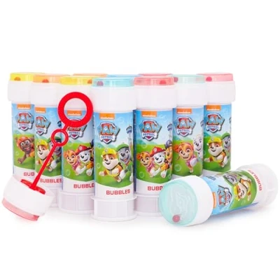 Image of Toyland® Pack of 12 Bubble Tubs With Wands, 60ml Solution &amp; Novelty Maze Lid Pocket Money Party Bag Toys (Paw Patrol)