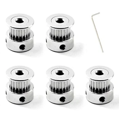 Image of GT2 Aluminum Timing Belt Pulley kit 20 Teeth Bore 4mm and M3 Wrench for 3D Printer 6mm Width (Pack of 5pcs)