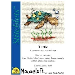 Image of Mouseloft Stitchlet Turtle mini counted cross stitch kit