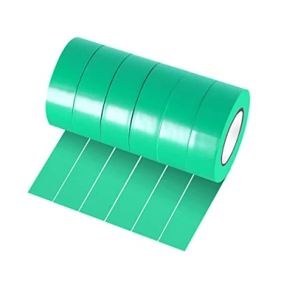 Image of Xrkuu 6 Rolls Green Electrical Tape, 18mm x 10m PVC Insulation Waterproof Strong Adhesive Electric Tape for Wire Projects, Insulating and Repair Broken Wires