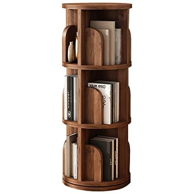Image of FUYAO Solid Wood Rotating Bookcase,Round Bookshelf 360 Display,Floor Standing Bookcase Corner Shelf Book Organizer For Study Room Living Classroom &amp; Bedroom