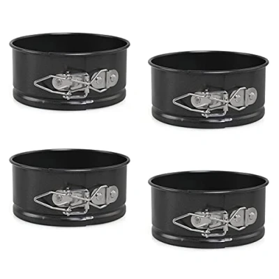 Image of xocome Mini Cake Tins Round Set, 4 Inch Springform Pan with Removable Bottom Non Stick Coating, for Cheesecakes, Pie and Quiches Pieces