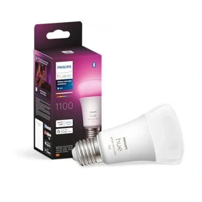 Image of Philips Hue New White and Colour Ambiance Smart Light Bulb 75W 1100 Lumen [E27 Edison Screw] with Bluetooth. Works Alexa, Google Assistant Apple Homekit.
