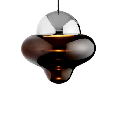 Image of DESIGN BY US LED pendant light Nutty XL, brown / chrome coloured, Ø 30 cm