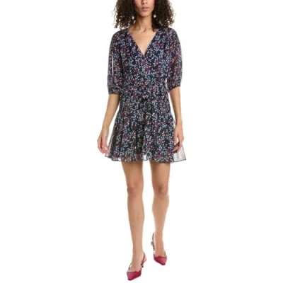 Image of Ted Baker Womenss Casadee Smock Panel Wrap Mini Dress in Navy Size 12 UK