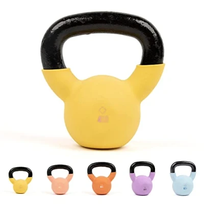Image of Myga Iron Kettlebell Heavy Cast Weight for Fitness and Strength Training, Bodybuilding, Muscle Cardio Workout Equipment ideal Home, Gym Studio Yellow, 4kg