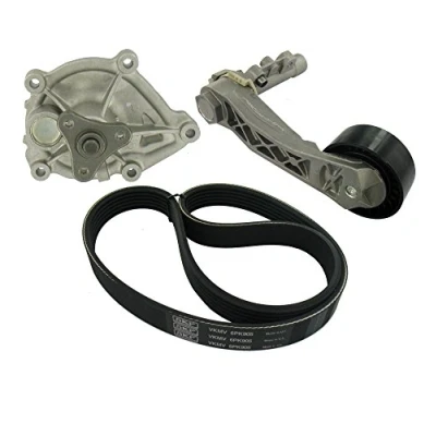 Image of 3648866 Water Pump + V Ribbed Belt Kit SKF VKMC 33410 with gaskets/seals MINI: Hatchback, CITROËN: C3 Picasso, PEUGEOT: 208 I Hatchback