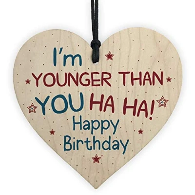 Image of RED OCEAN Novelty Birthday Gift Wooden Hanging Heart Plaque Friendship Sign For Sister Brother Friend