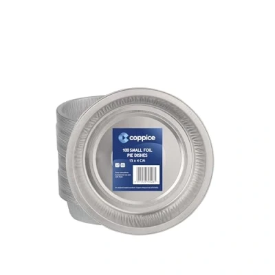 Image of Coppice Strong Small Aluminium Foil Pie Dish for Baking, Serving &amp; Food Storage 15cm x 4cm Freezer, Microwave Oven Safe (100)