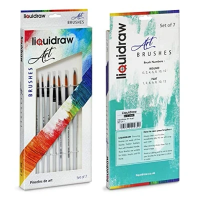 Image of Liquidraw Paint Brushes Set Art For Acrylic, Oil &amp; Watercolour Painting Palette Professional Artist Quality (Round)