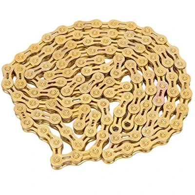 Image of Keenso 9 Speed Bike Chain, Mountain Bike, Road 116 Links Alloy Bicycle chain Replacement Accessory Bicycles and spare parts gold cycle