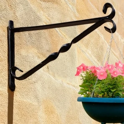 Image of Garden Mile® Hanging Basket Brackets Chains Decorative Bracket Outdoor Wall Mounted Ornamental Hook Patio (10&quot; Chain)