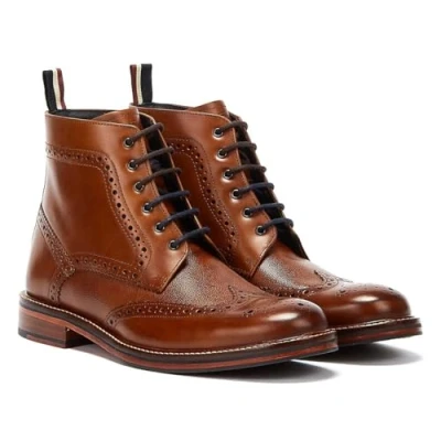 Image of Ben Sherman Alfred Brogue Mens Tan Boots UK 11 / EU 45