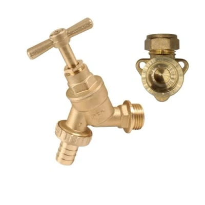 Image of SK INFINITY Outside Tap 1/2&quot; Hose Pipe Bibtap WRAS Approved Outdoor Garden Taps Brass Bib &amp; 3/4&quot; Connector (Garden + Wall Plate)