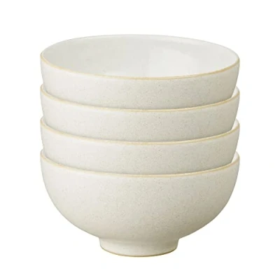 Image of Denby Impression Cream Rice Bowls Set of 4 Dishwasher Microwave Safe Crockery Ceramic Stoneware Tableware