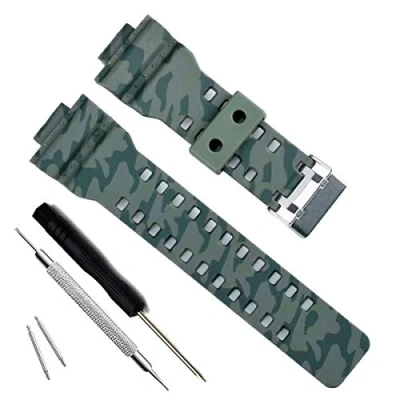 Image of My Time OliBoPo Natural Resin Replacement Watch Band Strap for Casio Mens G Shock GD120/GA 100/GA 110/GA 100C (Camouflage Green)