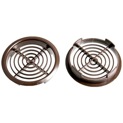 Image of Merriway BH05534 (2 Pcs) Push In Louvred Soffit Vent Grilles, 75mm (3 Inch) Brown Pack of 2 Pieces