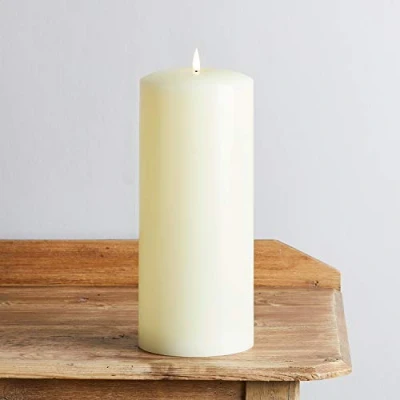 Image of Lights4fun TruGlow® Large Chapel Candle Battery LED Flameless with Timer Real Ivory Wax (H) 30cm