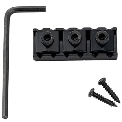Image of Musiclily Pro 43mm Steel Guitar R3 Locking Nut String Lock for Floyd Rose Tremolo Bridge Electric Guitar, Black
