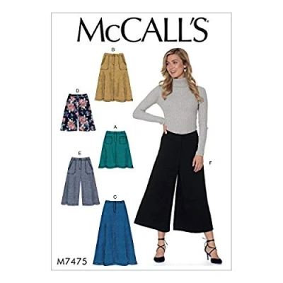 Image of Mccall&#039;s Patterns 7475 E5,Misses Skirts,Shorts and Culottes,Sizes 14 22, Tissue, Multi Colour, 182 x 274 cm