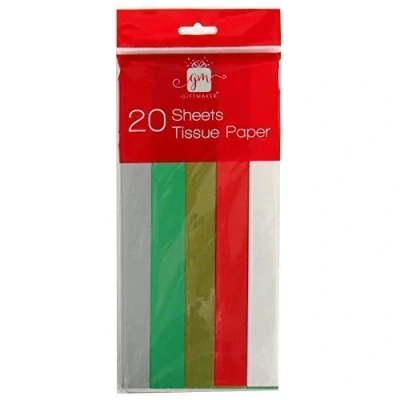 Image of 80 Sheets of Christmas Tissue Paper Plain Traditional Festive Colours Card &amp; Gift Decoration (Pack 4)