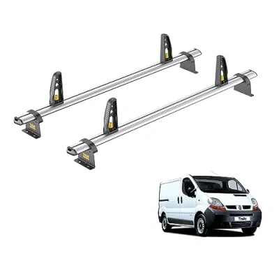 Image of Van Guard Roof Rack for Renault Trafic (2001 2014) 2 Bars + 4 Load Stops [Only Suitable Standard Models] Ulti Bar VG255