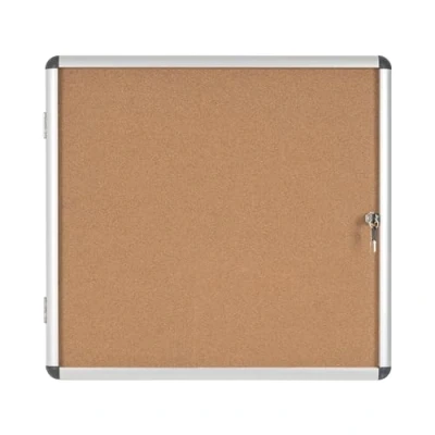Image of Bi Office Display Case Enclore, Cork Surface, Acrylic Door, Aluminium Frame, 72 x 67.4 cm (6X A4)