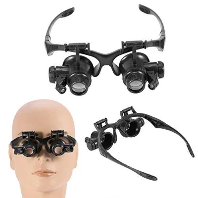 Image of Double Eyes Jewelry Lens, New Head Wearing Magnifier With 4pcs Maginfying Lens (10X, 15X, 20X, 25X) for Eye Watch Repair Loupe Glasses