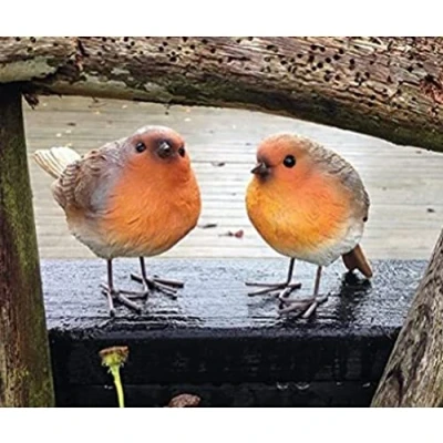 Image of Liummrcy Resin Bird Figurines Simulation Robin Statue Cute Animal Sculptures Decor for Lawn Garden 2PCS Decor,Resin Statue,Robin Figurines,Garden Statue,Bird