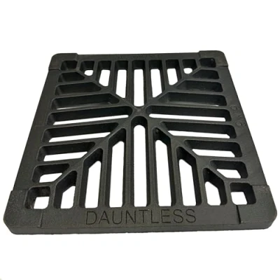 Image of 9&quot; x 229mm 13mm 1/2&quot; thick Square Cast Iron Gully Grid / Grate Heavy Duty Drain Cover Black Satin Finish