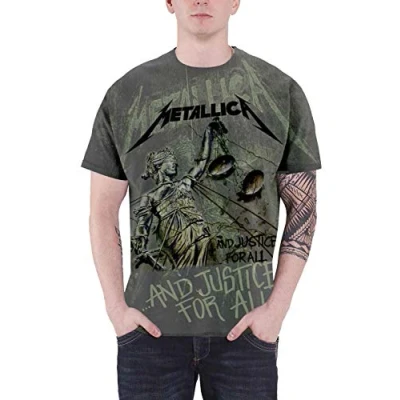 Image of Metallica T Shirt Justice for All Neon Official Mens New Grey Over Print S
