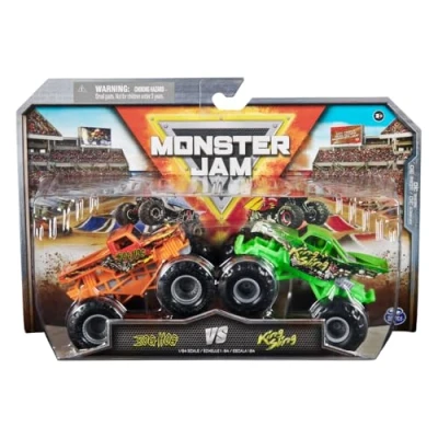Image of Monster Jam 2024 Series 30 1:64 Diecast Truck 2 Pack, Bog Hog vs King Sling