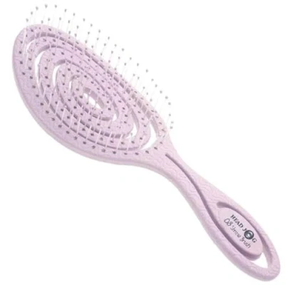 Image of Head Jog 08 Paddle Brush Flexible Soft Pin Bristles, Detangling Wet Or Dry Hair. Gentle Brushing Straw Brush. Detangle Round for Straight, Curly &amp; Wavy Hair Types. (Original Collection Heather)