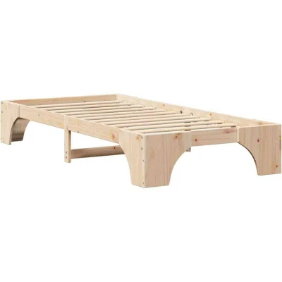 Image of vidaXL Natural Bed Frame wood Solid Pine 75 x 190 cm Simple