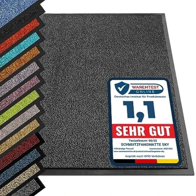 Image of etm Non slip Dirt Trapper Mat Absorbent Heavy duty Entrance for Indoor and Outdoor (Anthracite/Black, 60 x 90 cm) Washable Door Barrier Front Doormat