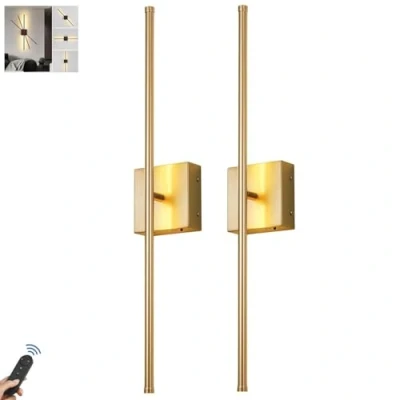 Image of PENTWAN Battery Operated Wall Sconce Set of 2,LED Wireless with Remote Control,USB Rechargeable Indoor Lamps, 350 Rotate,Dimmable Sconce,for Hallway/Living Room/Bedroom(Gold)