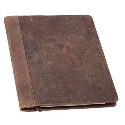Image of Pride and Soul 30124 Leather Cover DIN A5 Perkins, for Notebook, Book Made of Real Leather, in Brown, with Bookmark, 8 Business Card Slots Pen Loop