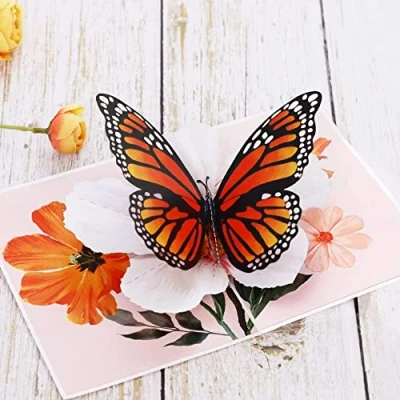 Image of UNIPOP Monarch Butterfly Pop Up Card, Birthday Card for Mum &amp; Women, Anniversary Wife, Valentine Day Mother’s Daughter