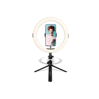 Image of AgfaPhoto ring light Realiview ARL11 11&#039;&#039; LED with tripod The for photos, selfies, videos, Youtube, makeup and TikTok, compatible smartphones