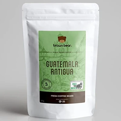 Image of Guatemala Antigua Coffee Beans 227g Medium Roast Strength 3 Brown Bear Guatemalan For All Machines Donation to Free The Bears 100% Arabica