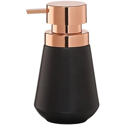 Image of Sealskin Conical Soap Dispenser, Porcelain, Black, 10 x 16.5 cm