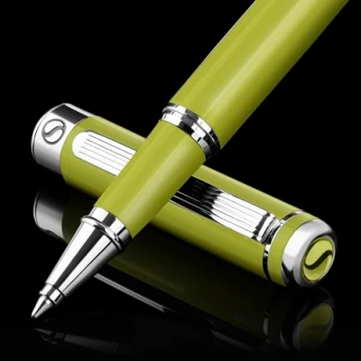 Image of Scriveiner Light Green Rollerball Pen Stunning Luxury With Chrome Finish, Schmidt Ink Refill, Best Roller Ball Gift Set for Men &amp; Women, Professional, Executive Office, Nice Pens