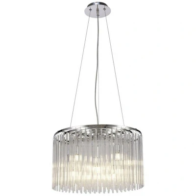 Image of Zanthe Ceiling Pendant Round 10 Light Polished Chrome, Clear Glass