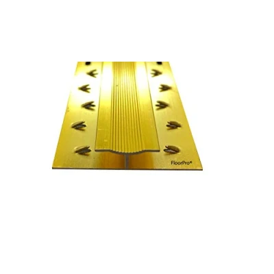 Image of Carpet to Double Trim Door Bar Threshold Transition Strip Metal Gripper Plate Joins Carpets at Doorways/Fills The Gap Gold Colour