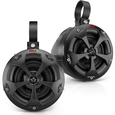 Image of Pyle 2 Way Dual Waterproof Off Road Speakers, 4 Inch 800 Watt Marine Grade Wakeboard Tower Speakers System, Full Range Outdoor Audio Stereo Speaker for ATV, UTV, Quad, Jeep, Boat PLUTV41BK, Black