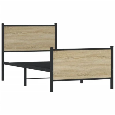 Image of vidaXL Metal Bed Frame without Mattress Sonoma Oak 90x200 cm
