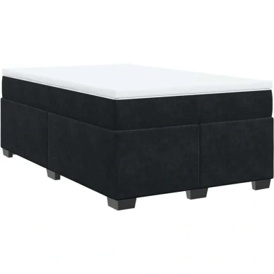 Image of vidaXL Box Spring Bed with Mattress Black 120x200 cm Velvet
