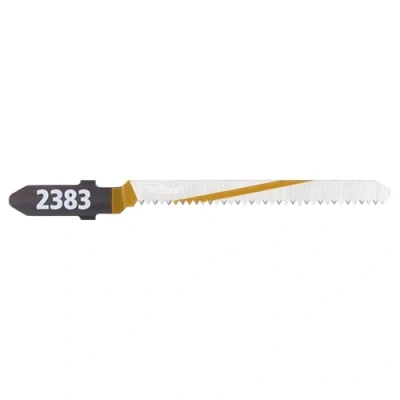 Image of wolfcraft 2 HCS Jigsaw Blades, T shank, wood, clean curved cut I 2383000