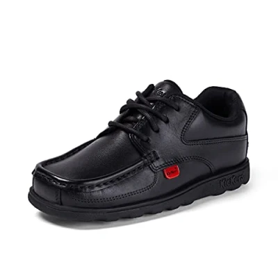 Image of Kickers Junior Boy&#039;s Fragma Lace Up 4 Eyelet Leather Shoes, Black, 2 UK