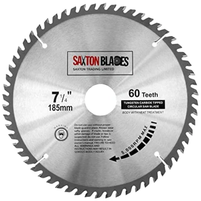 Image of TCT18560T Saxton TCT Circular Wood Saw Blade 185mm x 30mm Bore 60T for Bosch Makita Dewalt Fits 190mm Saws